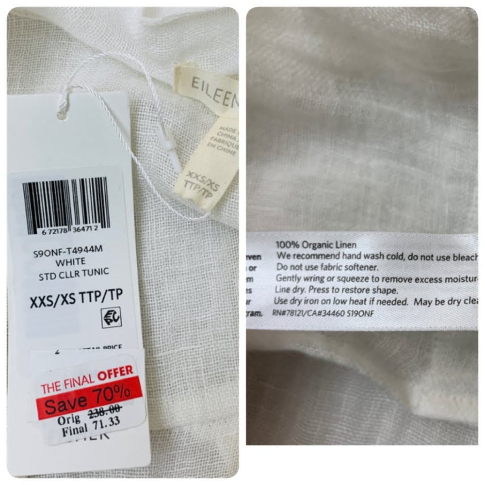 Eileen Fisher Organic Linen Gauze Tunic Top - Picture 12 of 14